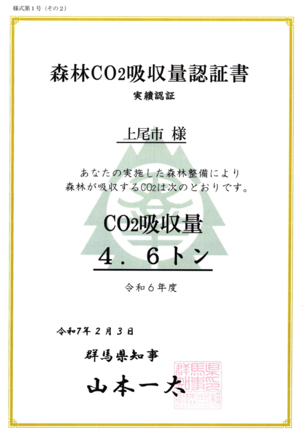 CO2吸収量認証書