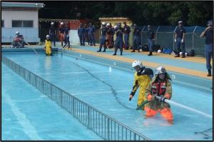 浸水状況下でのホース延長訓練