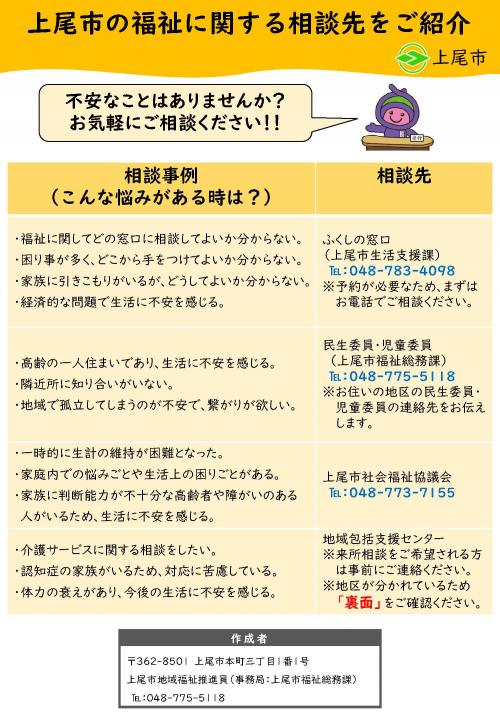 上尾市の福祉に関する相談先をご紹介１